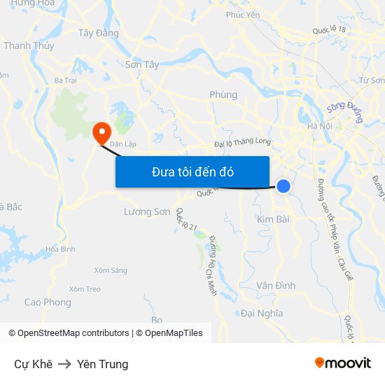 Cự Khê to Yên Trung map