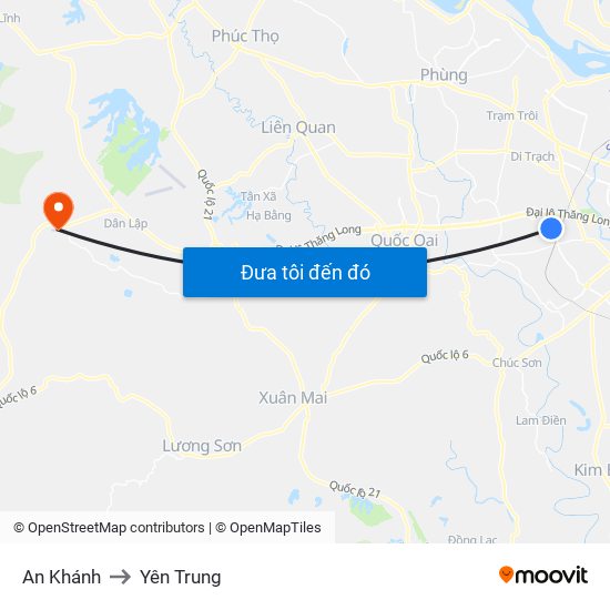 An Khánh to Yên Trung map
