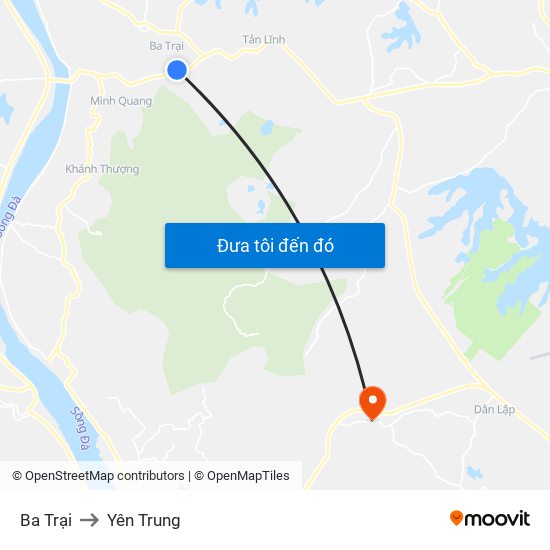 Ba Trại to Yên Trung map