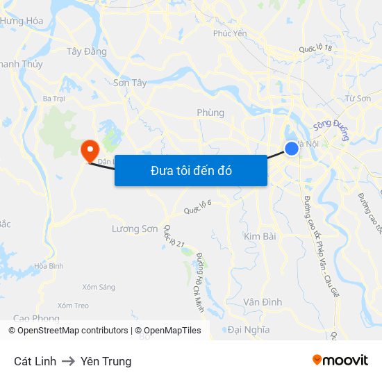 Cát Linh to Yên Trung map