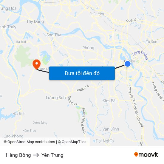 Hàng Bông to Yên Trung map