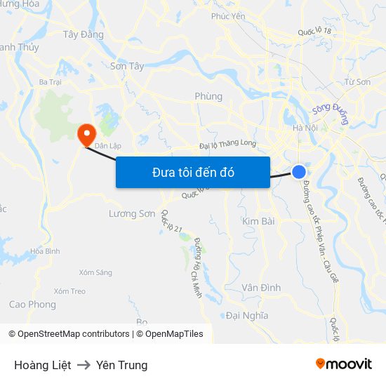 Hoàng Liệt to Yên Trung map