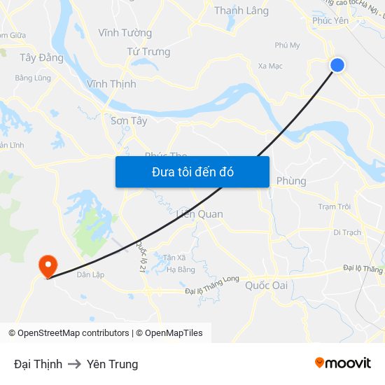 Đại Thịnh to Yên Trung map