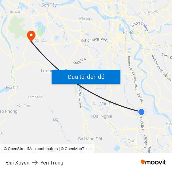 Đại Xuyên to Yên Trung map