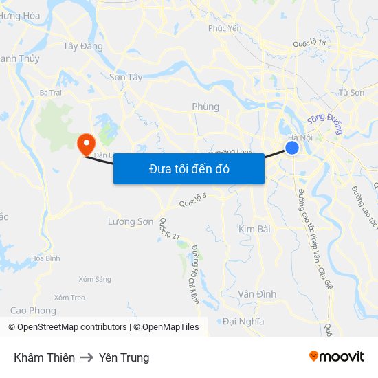Khâm Thiên to Yên Trung map