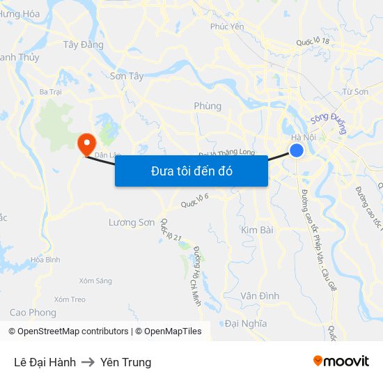 Lê Đại Hành to Yên Trung map