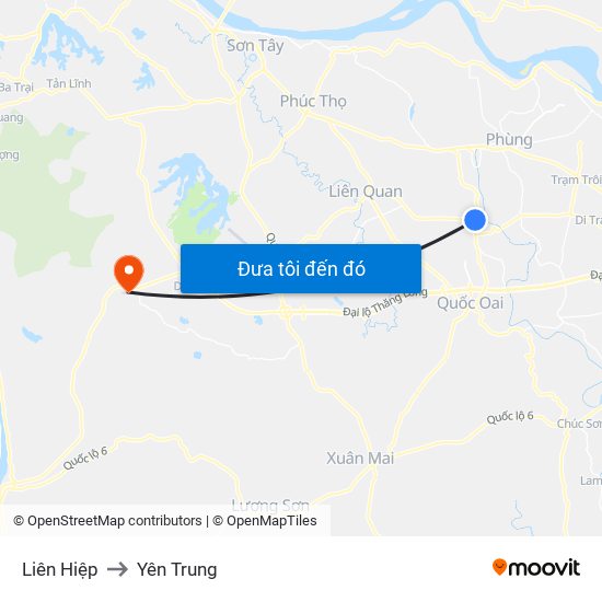 Liên Hiệp to Yên Trung map