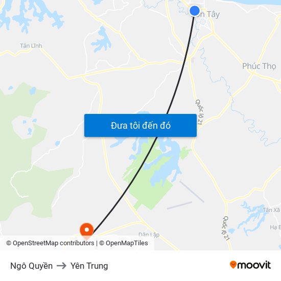 Ngô Quyền to Yên Trung map