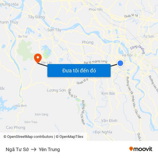 Ngã Tư Sở to Yên Trung map