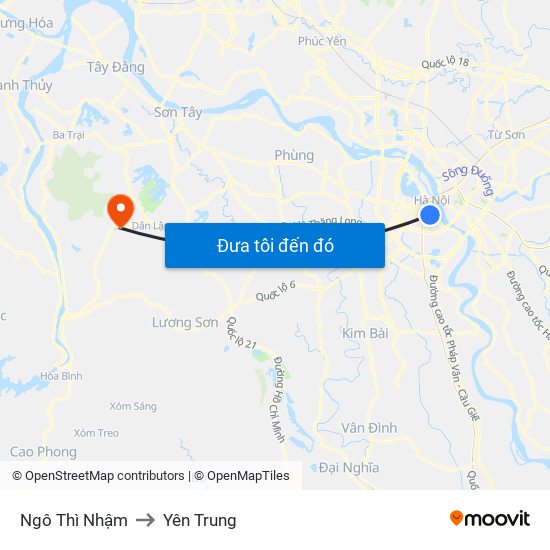 Ngô Thì Nhậm to Yên Trung map