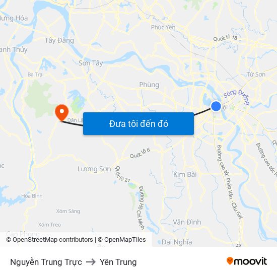 Nguyễn Trung Trực to Yên Trung map