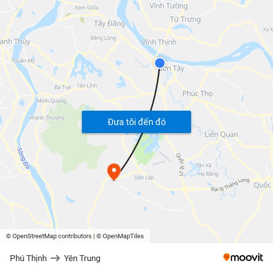 Phú Thịnh to Yên Trung map