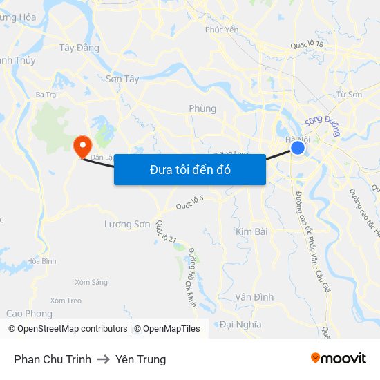Phan Chu Trinh to Yên Trung map