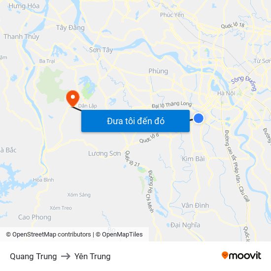 Quang Trung to Yên Trung map