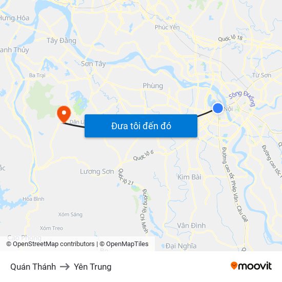 Quán Thánh to Yên Trung map