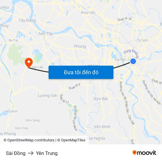 Sài Đồng to Yên Trung map