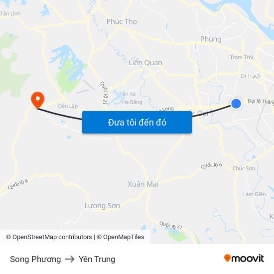 Song Phương to Yên Trung map