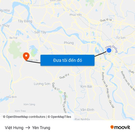 Việt Hưng to Yên Trung map