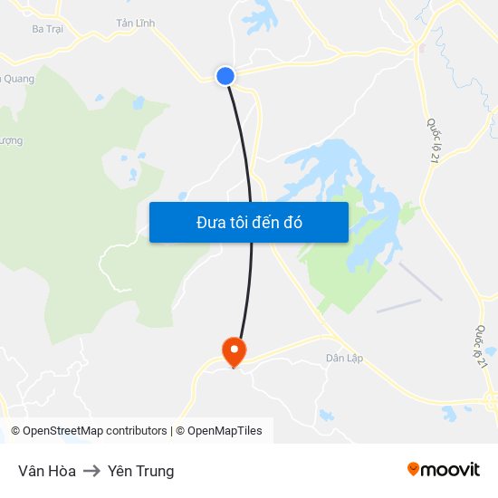 Vân Hòa to Yên Trung map