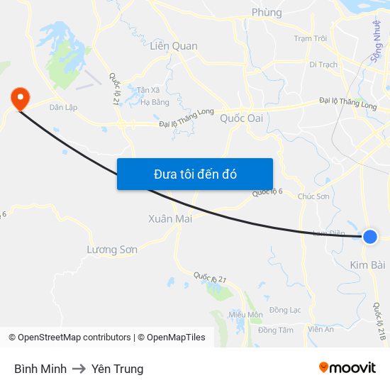 Bình Minh to Yên Trung map