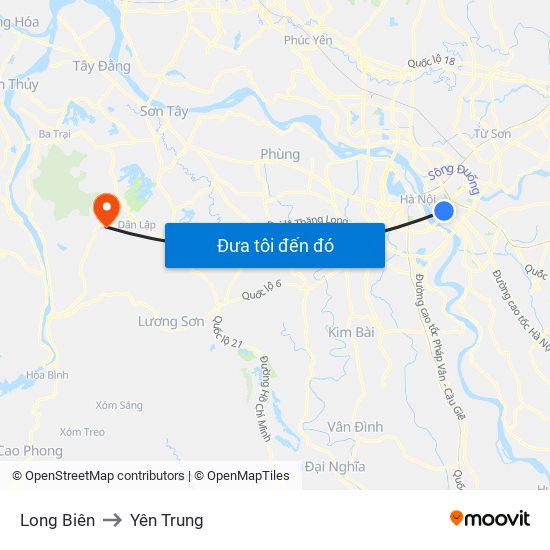 Long Biên to Yên Trung map