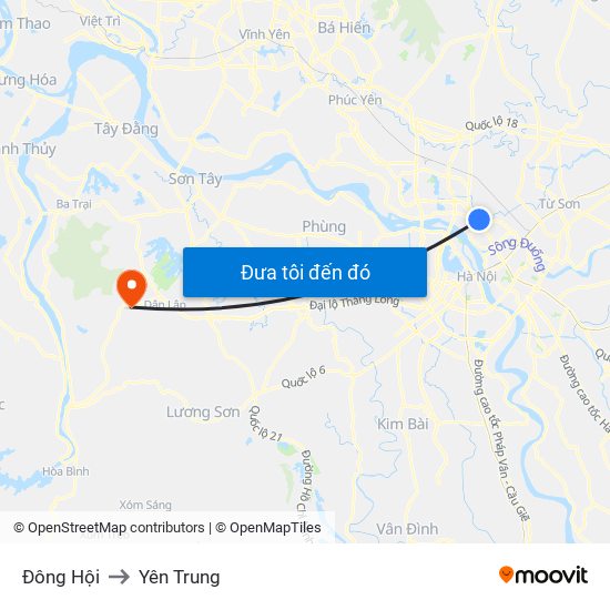 Đông Hội to Yên Trung map