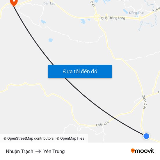 Nhuận Trạch to Yên Trung map