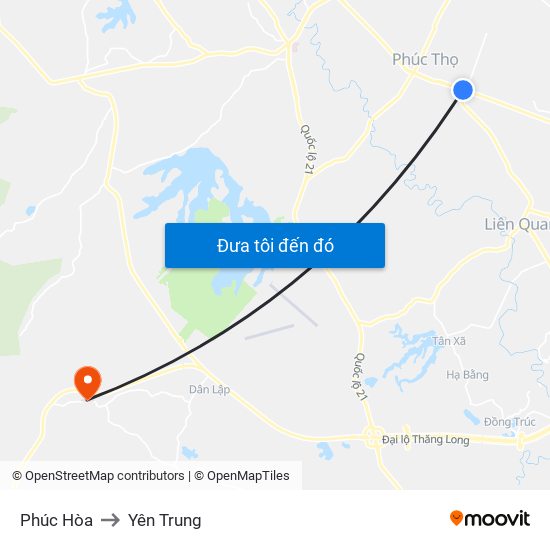 Phúc Hòa to Yên Trung map