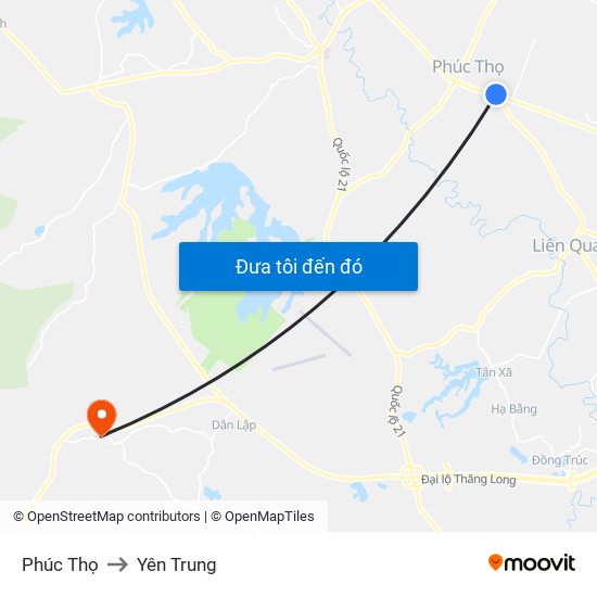 Phúc Thọ to Yên Trung map