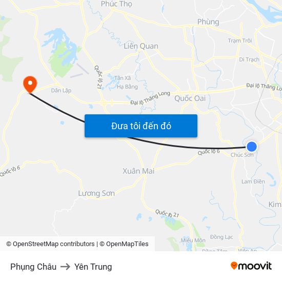 Phụng Châu to Yên Trung map