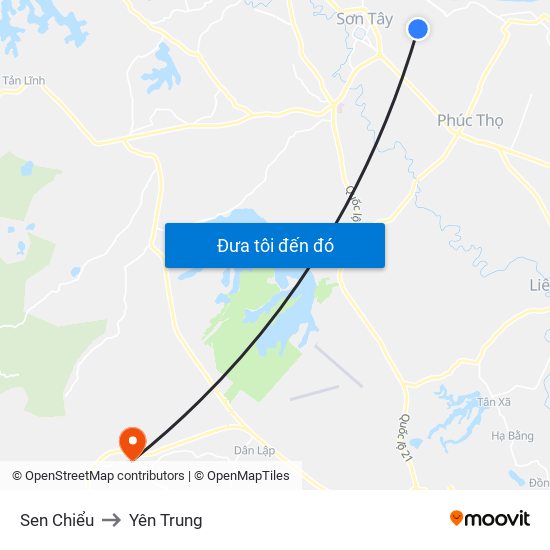 Sen Chiểu to Yên Trung map