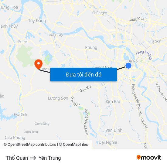 Thổ Quan to Yên Trung map