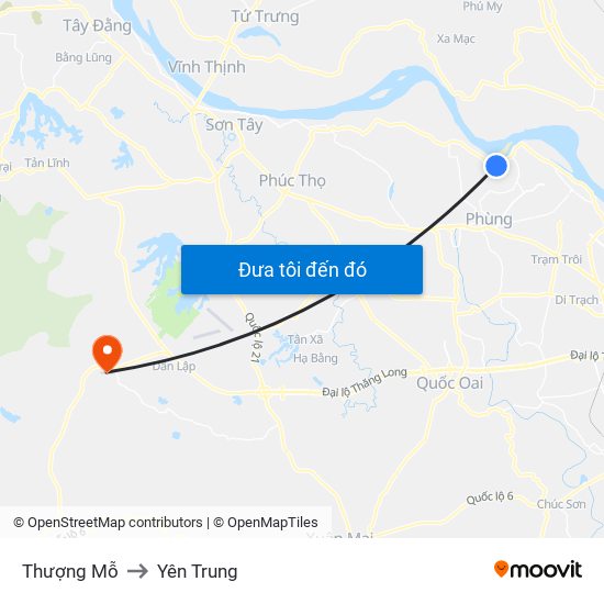 Thượng Mỗ to Yên Trung map