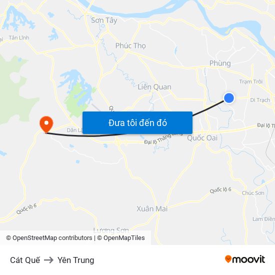 Cát Quế to Yên Trung map