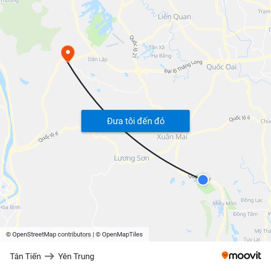 Tân Tiến to Yên Trung map