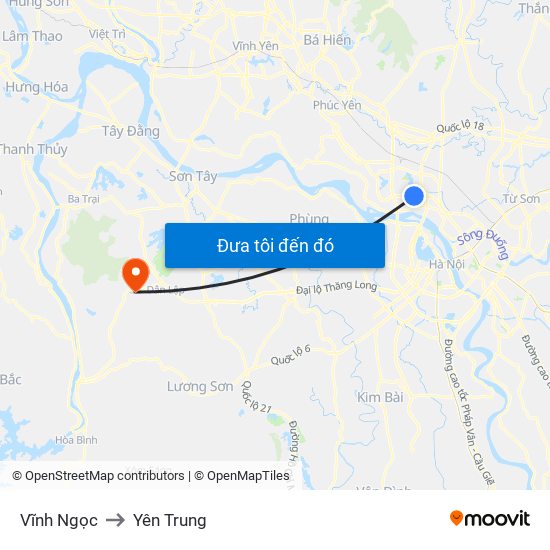 Vĩnh Ngọc to Yên Trung map