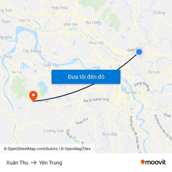 Xuân Thu to Yên Trung map