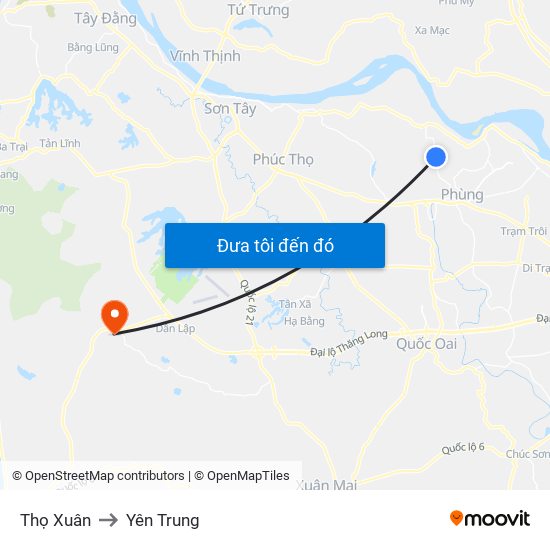 Thọ Xuân to Yên Trung map