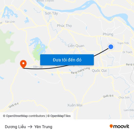 Dương Liễu to Yên Trung map