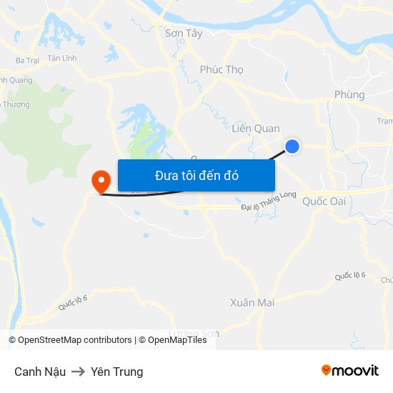 Canh Nậu to Yên Trung map