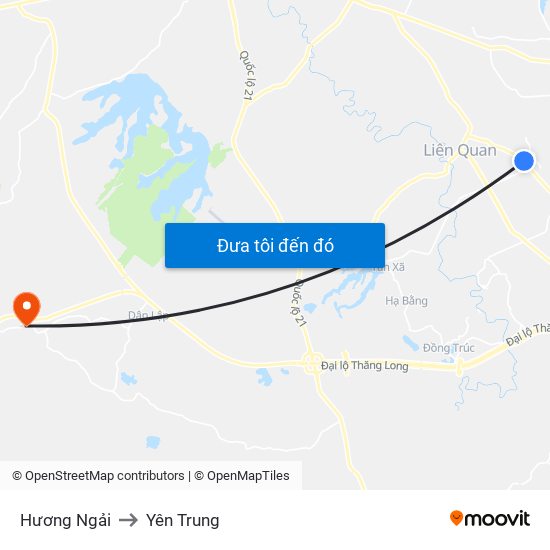 Hương Ngải to Yên Trung map