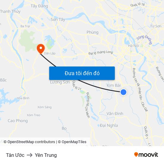 Tân Ước to Yên Trung map