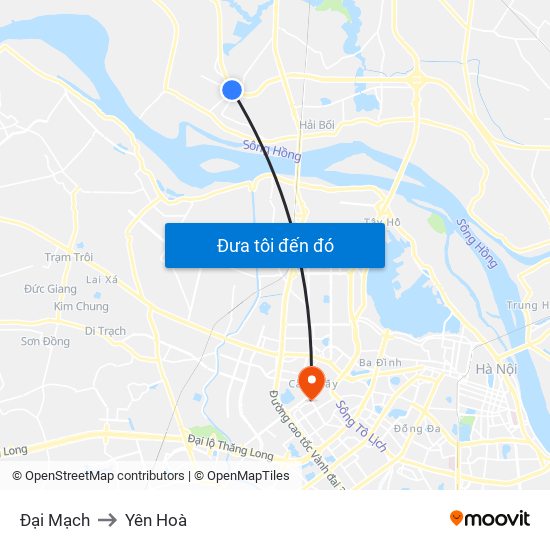 Đại Mạch to Yên Hoà map