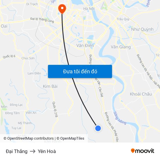 Đại Thắng to Yên Hoà map