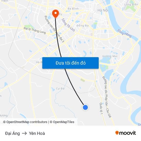 Đại Áng to Yên Hoà map