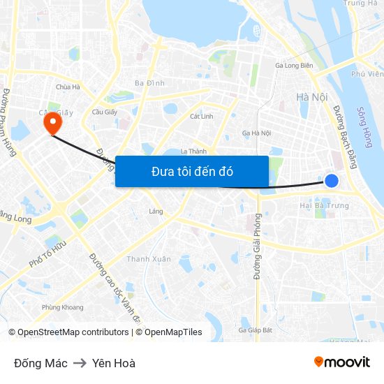 Đống Mác to Yên Hoà map