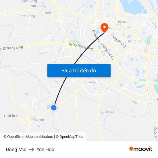 Đồng Mai to Yên Hoà map