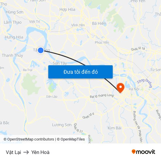 Vật Lại to Yên Hoà map