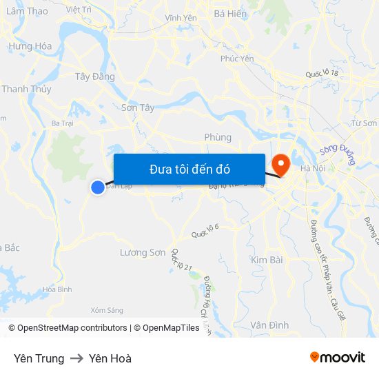 Yên Trung to Yên Hoà map