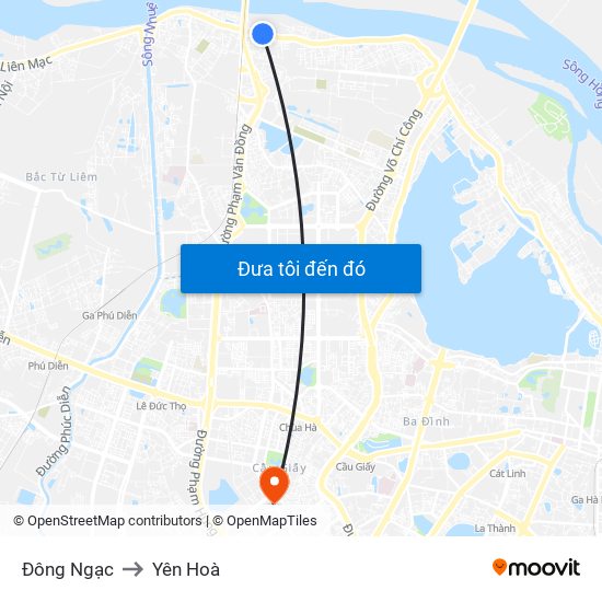 Đông Ngạc to Yên Hoà map